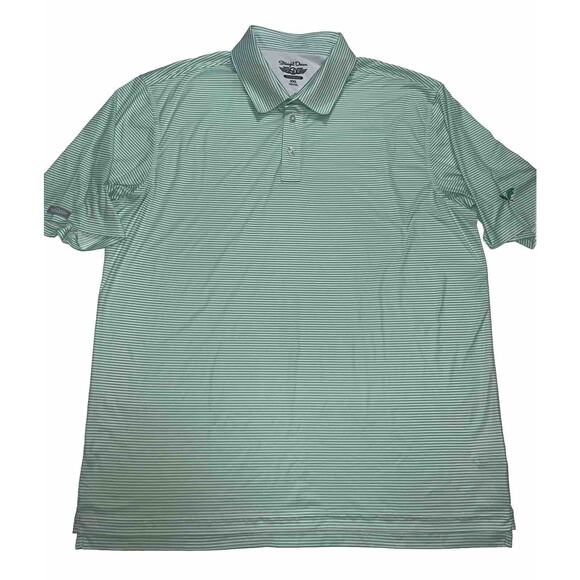 Straight Down Other - Straight Down Polo Shirt Men Size XXL Green Striped Performance Golf Embroidered